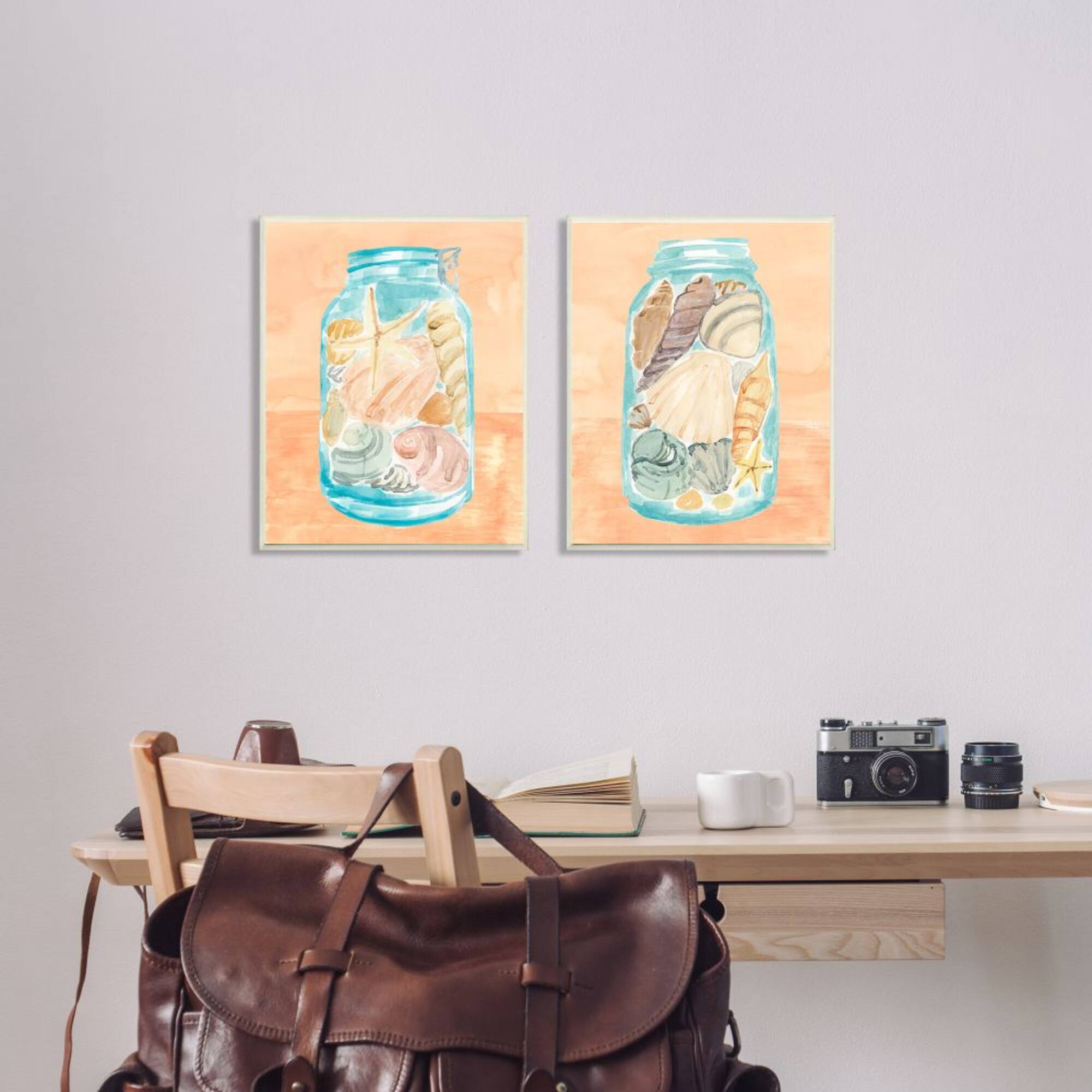 Stupell Industries Beach Shells in Jar Painting Wall Art Set